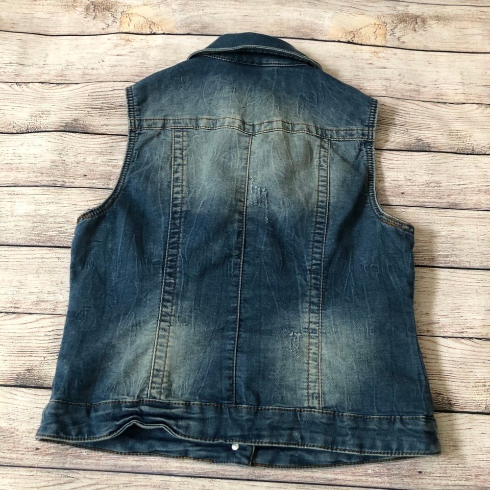 INC International Concepts Distressed Denim Vest - Picture 5 of 6